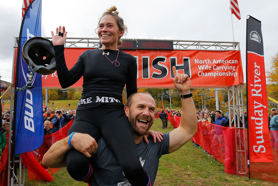 Woman Wins Own Weight in Beer at 2014 North American Wife Carrying