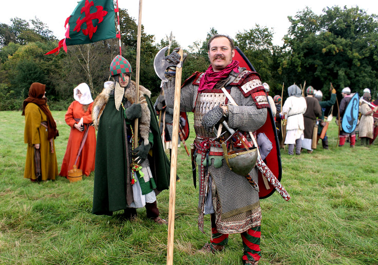Tony Linthwaite of the Crusades re-enactment group, playing the Count of Baloin, a general under Duke William's command
