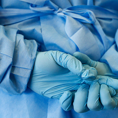 Doctor's gown and gloves