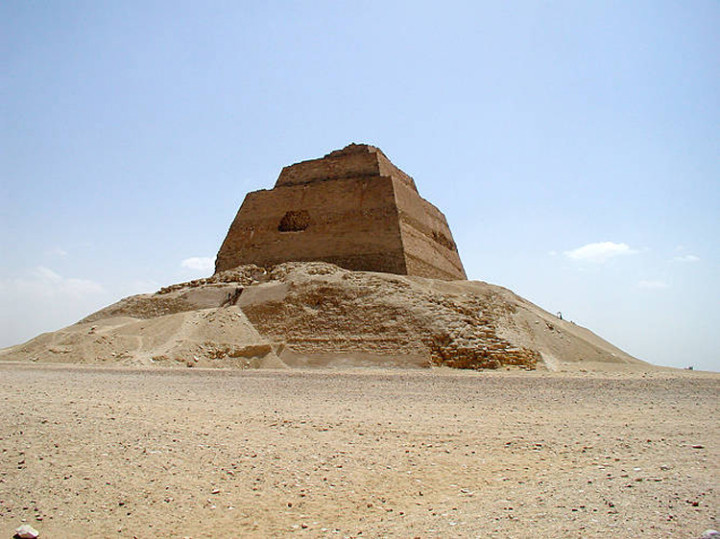 The Meidum Pyramid in Beni Suef - a crumbling step pyramid built by a successor of the master builder Imhotep The Meidum Pyramid in Beni Suef - a crumbling step pyramid built by a successor of the master builder Imhotep