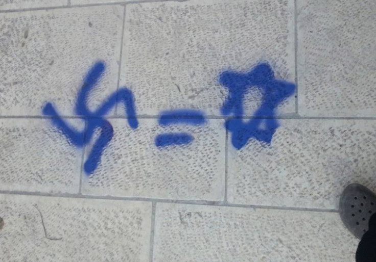 Anti-Semitic graffiti spray-painted in Temple Mount