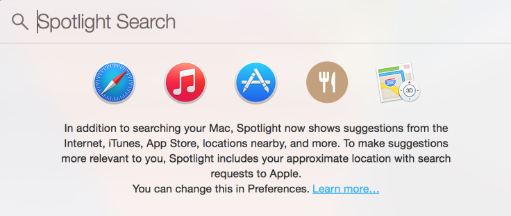 Mac OS X Yosemite Spotlight Search Collecting Location Data