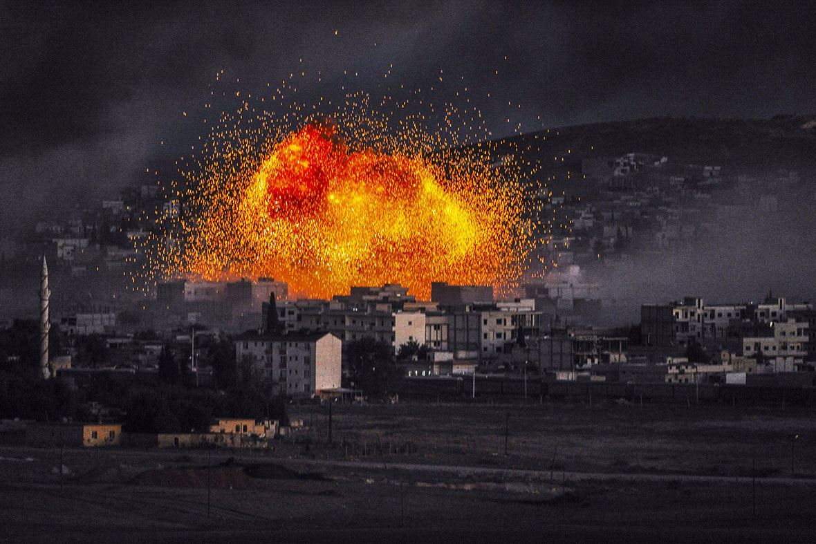 Isis Syria Photos Fire Balls Explode In Kobani As The Battle Rages On