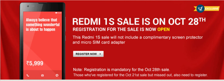 Xiaomi's 28 October Flash Sale Apparently Faces 'Increased Demand': Register Yourself Now to Participate in Flash Sale, and Purchase Redmi 1S 'Affordable Smartphone