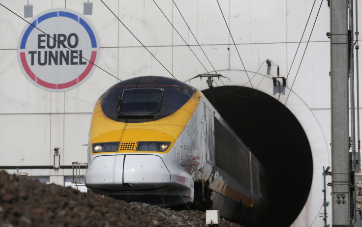 A high-speed Eurostar train exits the Channel tunnel in Coquelles, near Calais, May 5, 2014.