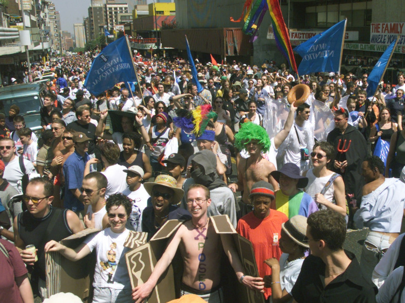 Bisexuals, gays lesbians and other allies of diversity march through the streets of downtown Johannesburg on 25 September, 1999