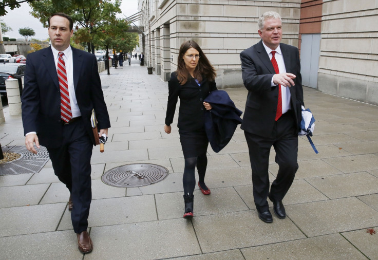 Lawyers for defendant Nicholas Slatten arrive at court during the two month trial