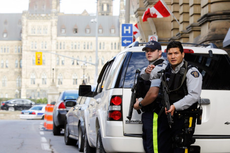 RMP officers guard Canada's parliament building in Ottawa. (Reuters)