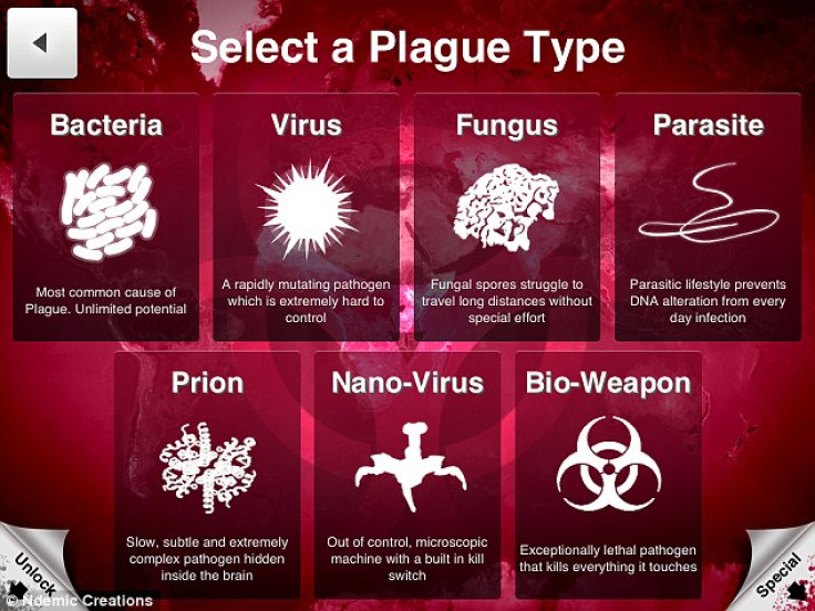 Smartphone game Plague Inc allows players to create a deadly virus, similar to Ebola