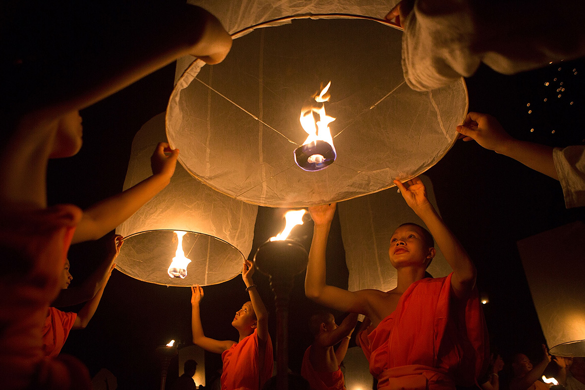 Thailand Thousands of Sky Lanterns Released to Celebrate Buddhist