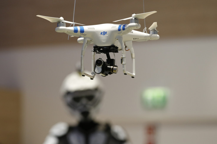 A quadcopter armed with a Sony Action Cam Mini on show at IFA in Berlin last month