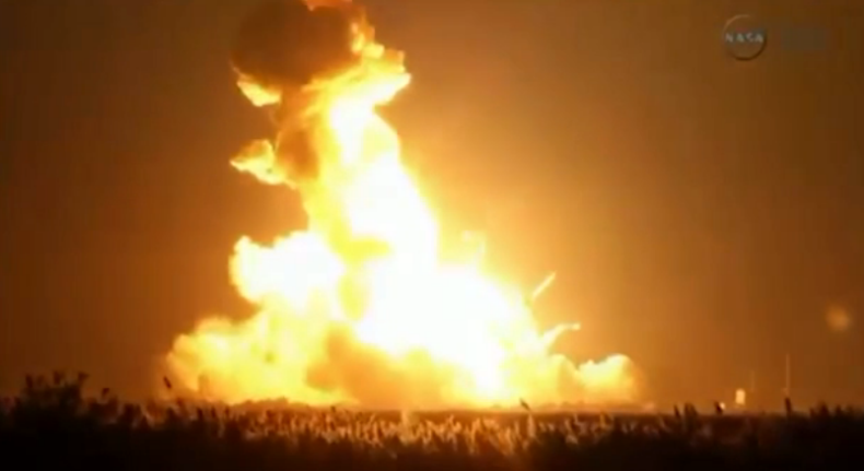 A rocket containing cargo for the International Space Station burst into flames shortly after launch