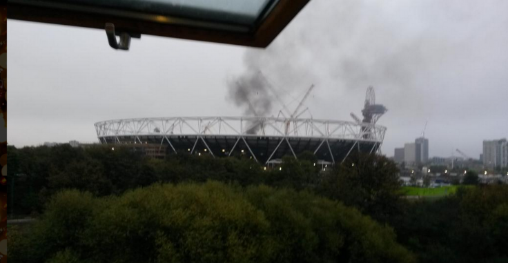 Fire at Olympic Stadium London