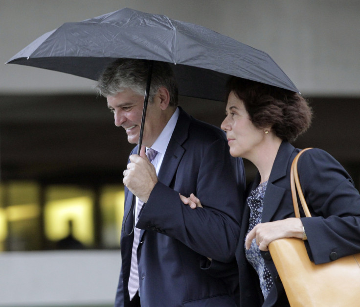 Former UBS banker Raoul Weil, accompanied by his wife Susan Lerch Weil, arrives at federal court in Fort Lauderdale, Florida