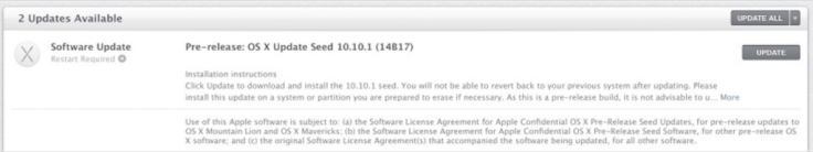 OS X 10.10.1 Yosemite Beta 1