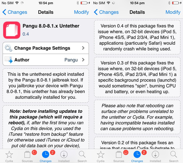 iOS 8/8.1 Untethered Jailbreak: Pangu Untether 0.4 Released to Fix Random App Crashes on 32-bit Devices iOS 8/8.1 Untethered Jailbreak: Pangu Untether 0.4 Released to Fix Random App Crashes on 32-bit Devices