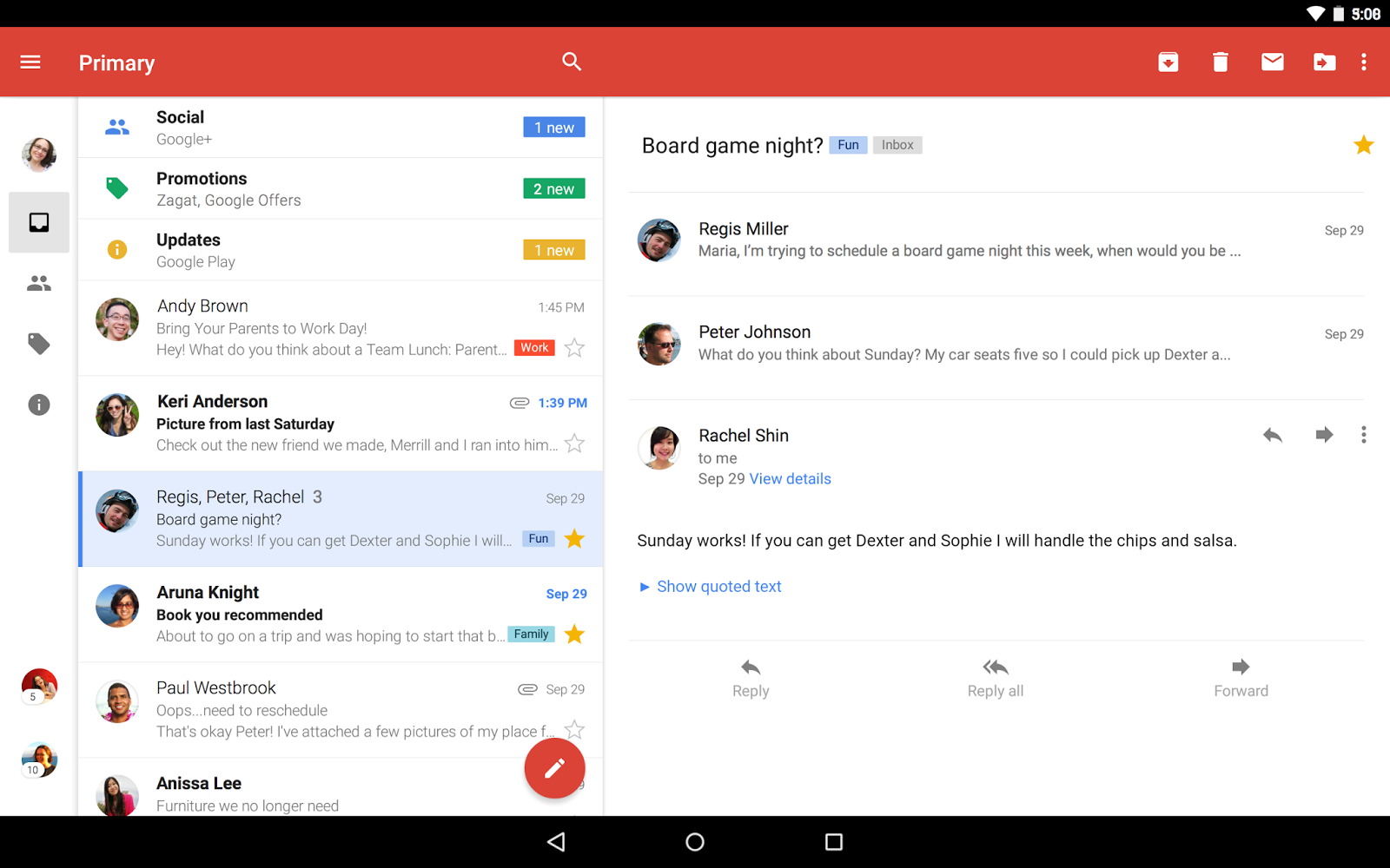 Gmail 5.0 with 'Material Design' and Multiple Email ...