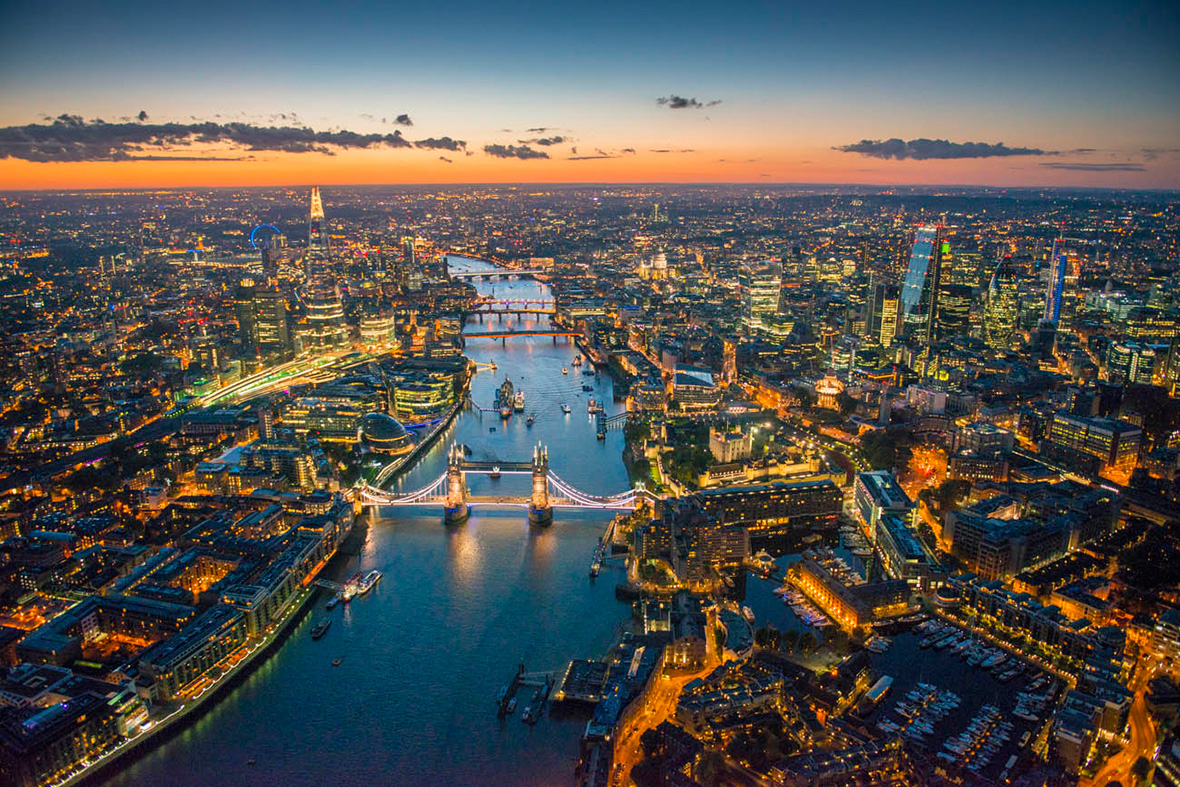 Jason Hawkes Tower Bridge and the River Thames, with the City of London