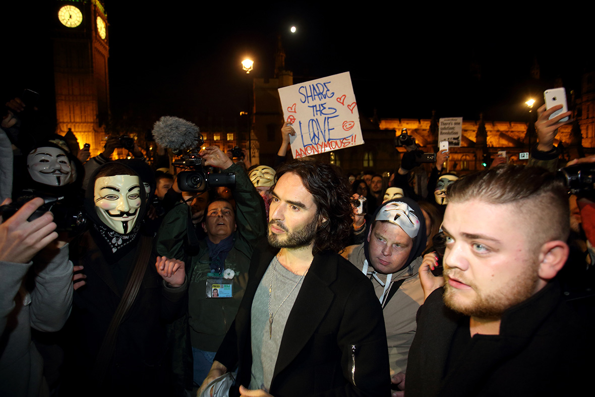 million mask march Russell Brand