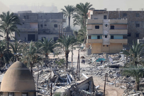 Houses blown up during a military operation by Egyptian security forces in the city of Rafah