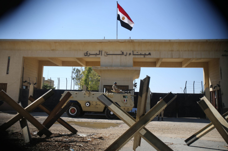 Egyptian soldier keeps watch at the closed Rafah border crossing