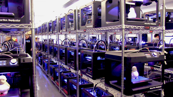 A 3D printer enthusiast's dream: A sea of MakerBot 3D printers working away at the Innovation Center