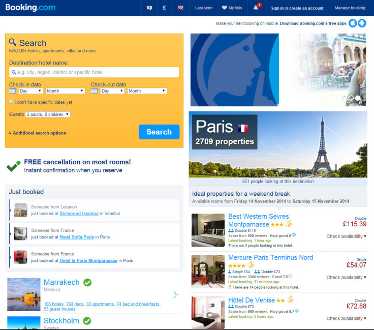 Booking.com home page