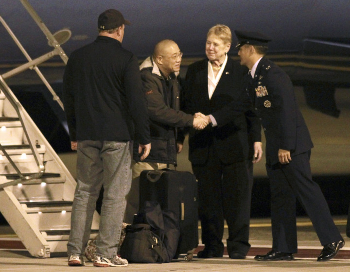 Two Americans Freed by North Korea Land in US Two Americans Freed by North Korea Land in US
