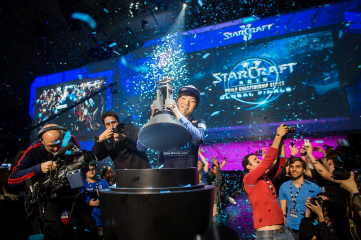 Starcraft 2 World Championship Series 2014 champion Lee 'Life' Seung Hyun celebrates his victory