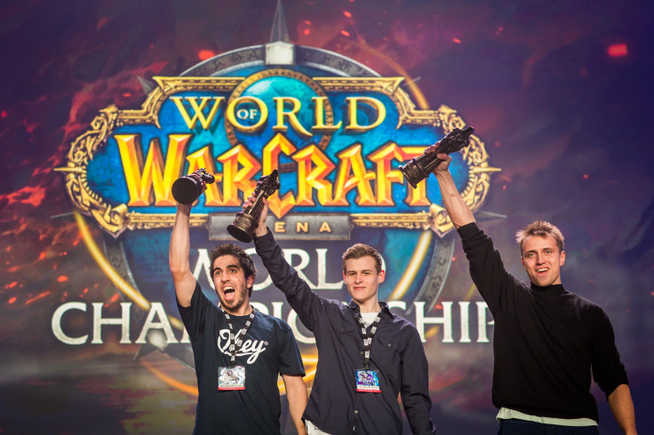 Team Bleached Bones victorious in the World of WarCraft Arena Championship 2014 (L-R): Anton "Lazerchicken" Engström, Sergei "Lagyna" Gaponov, and Martin "Loony" Moazzez