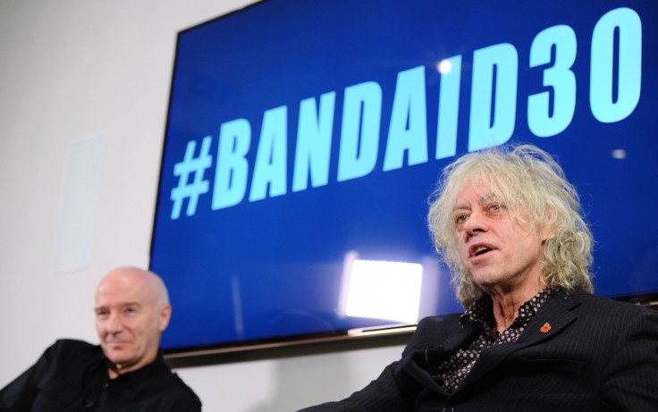 Midge Ure and Sir Bob Geldoff discuss Band Aid 30 at a press conference this week. (Getty)