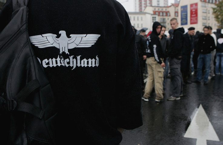 Neo Nazis at a rally in Leipzig, Germany. (Getty)