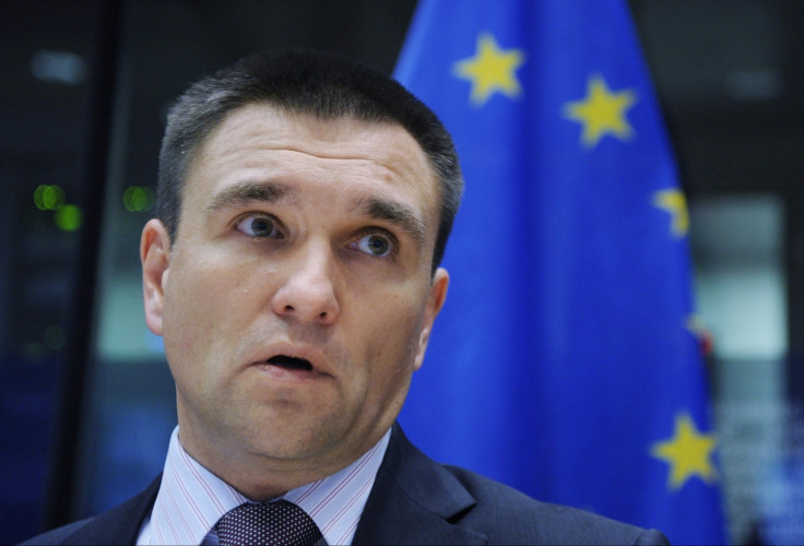 Ukrainian Minister of Foreign Affairs Pavlo Klimkin speaks about the situation in Ukraine in front the Committee of Foreign Affairs at the EU Parliament in Brussels (Getty)