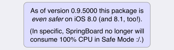 iOS 8/8.1 Jailbreak: Saurik Releases Substrate Safe Mode v0.9.5000 with Fixes for CPU Usage Issues iOS 8/8.1 Jailbreak: Saurik Releases Substrate Safe Mode v0.9.5000 with Fixes for CPU Usage Issues