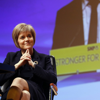 Newly elected party leader Nicola Sturgeon smiles at the Scottish Nationalist Party (SNP) annual conference in Perth November 15, 2014.