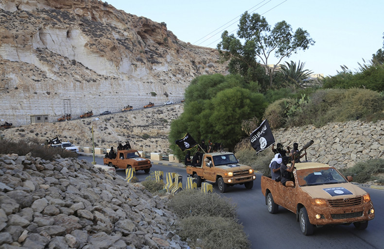 Militants from Derna, photographed shortly after pledging allegiance to Isis. (Reuters)