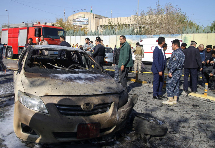 The aftermath of this morning's attack outside the governorate office in Erbil, in Kurdish Iraq. (Getty)