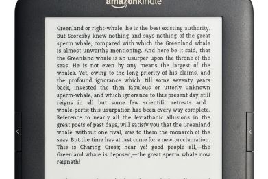 Third generation Amazon Kindle, showing text from the novel Moby-Dick.