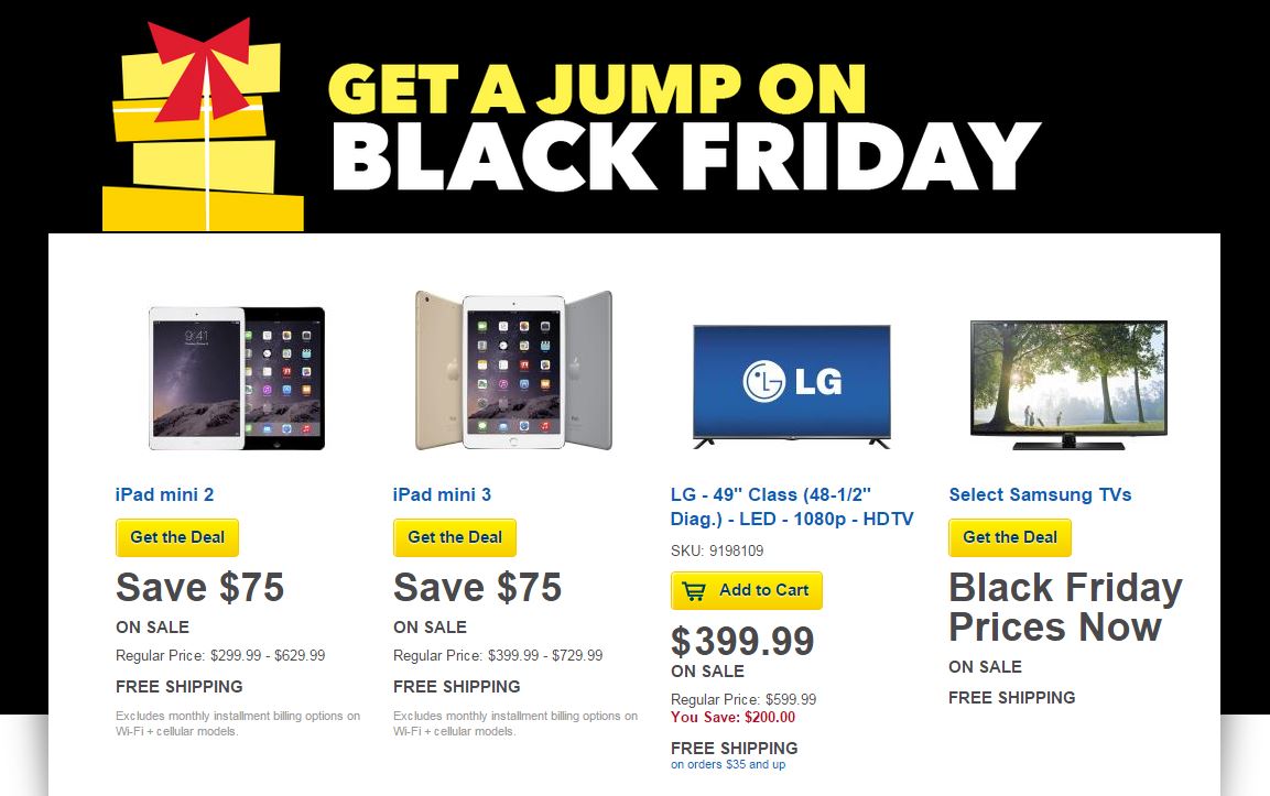 Black Friday Best Buy Tech Deals - $1 Samsung Galaxy S5, IPad Minis, 4K ...