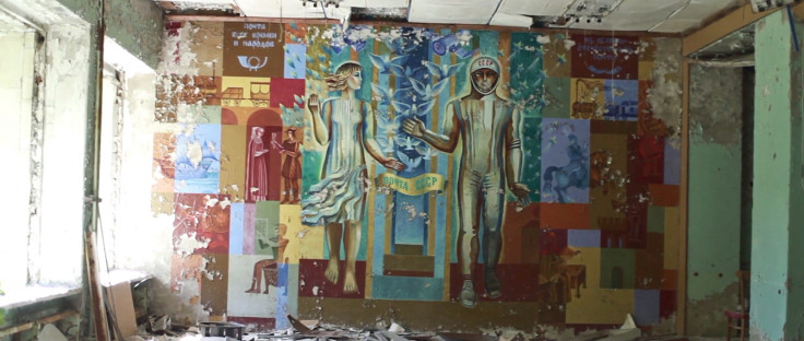 Beautiful mural art in a building in Pripyat, Chernobyl