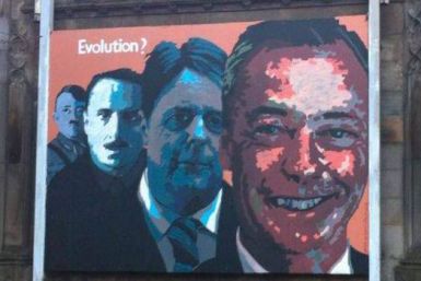 Ukip angry at poster linking Nigel Farage to Adolf Hitler, Oswald Mosley and Nick Griffin