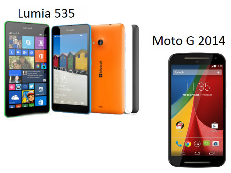 Microsoft Lumia 535 Dual SIM vs Motorola Moto G (2014): comparison of the value-for-money smartphones