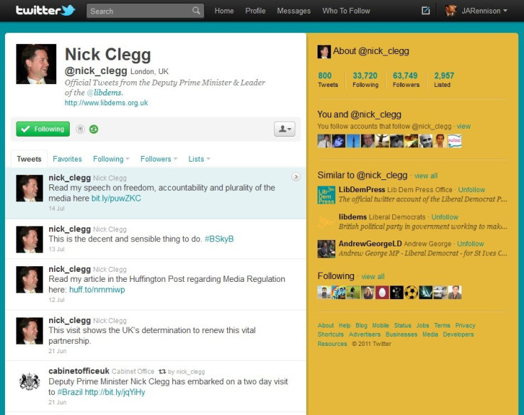 Nick Clegg&#039;s Twitter