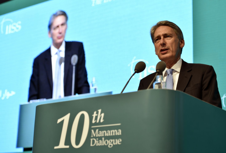 Britain's Foreign Secretary Philip Hammond speaks during the 10th International Institute for Strategic Studies (IISS) Regional Security Summit "The Manama Dialogue" in Manama