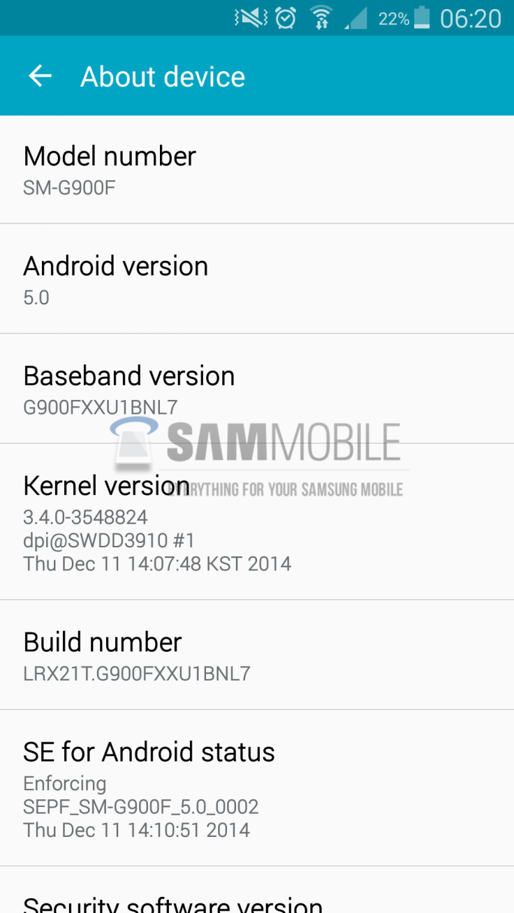Galaxy S5 tastes another Android 5.0 Lollipop update with build G900FXXU1BNL7 official firmware Galaxy S5 tastes another Android 5.0 Lollipop update with build G900FXXU1BNL7 official firmware