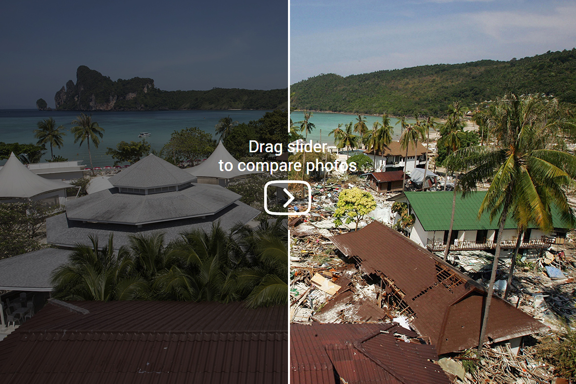 Indian Ocean tsunami before and after