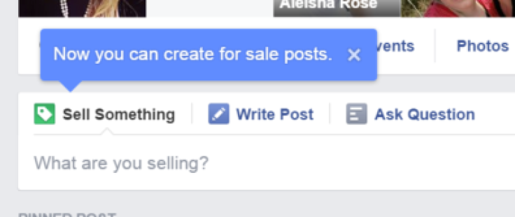 Facebook 'sell something' button