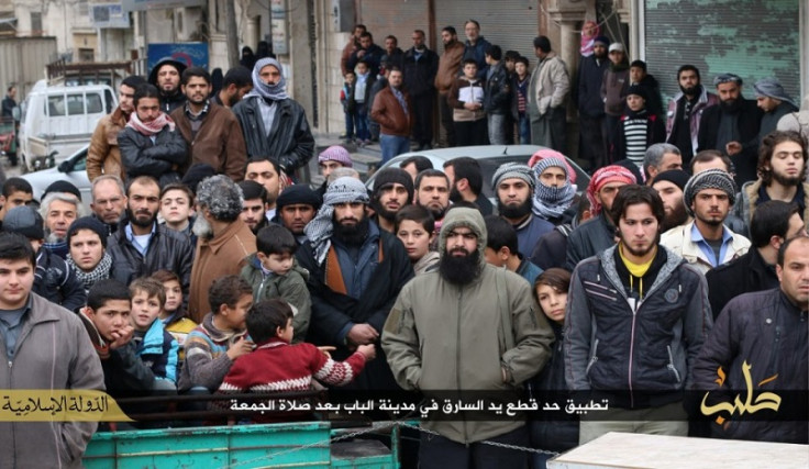 Crowds gather in Aleppo to watch the amputation being carried out