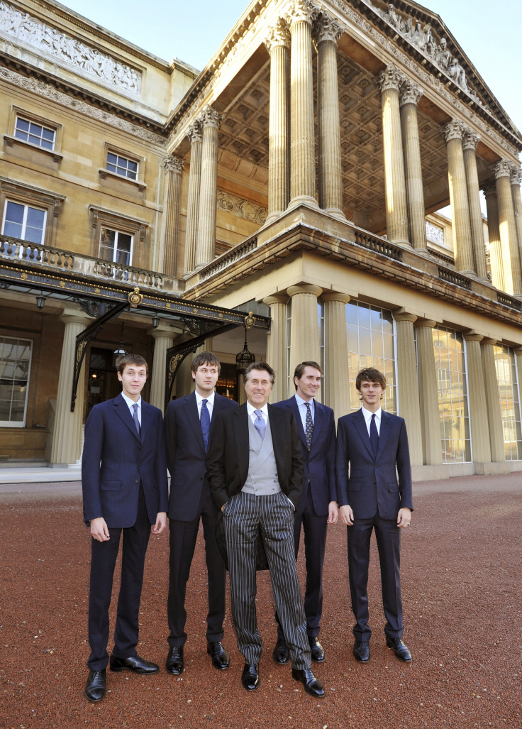 Bryan Ferry (C), poses for a photograph with his four son's (L-R) Merlin, Isaac, Otis and Tara