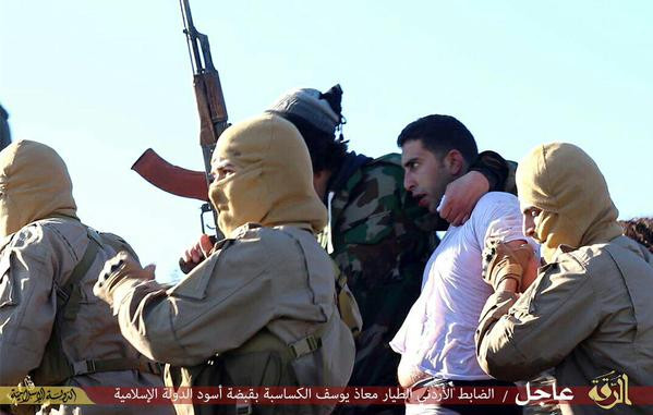 Pictures allegedly showing a Jordanian pilot being taken hostage by militants after his plane was shot down near Raqqa, Syria. Pictures allegedly showing a Jordanian pilot being taken hostage by militants after his plane was shot down near Raqqa, Syria.